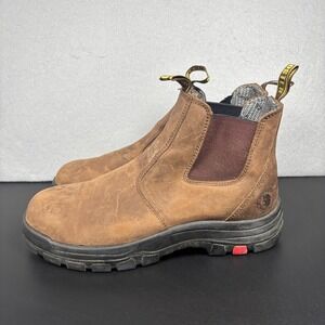 Rockrooster Lumen Brown Leather Work Boots Mens 13 Wide Chelsea Slip On EH AK224